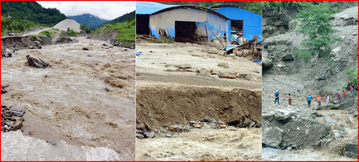 सिन्धुपाल्चोकमा फेरि गयो पहिरो, चार घर पुरियो