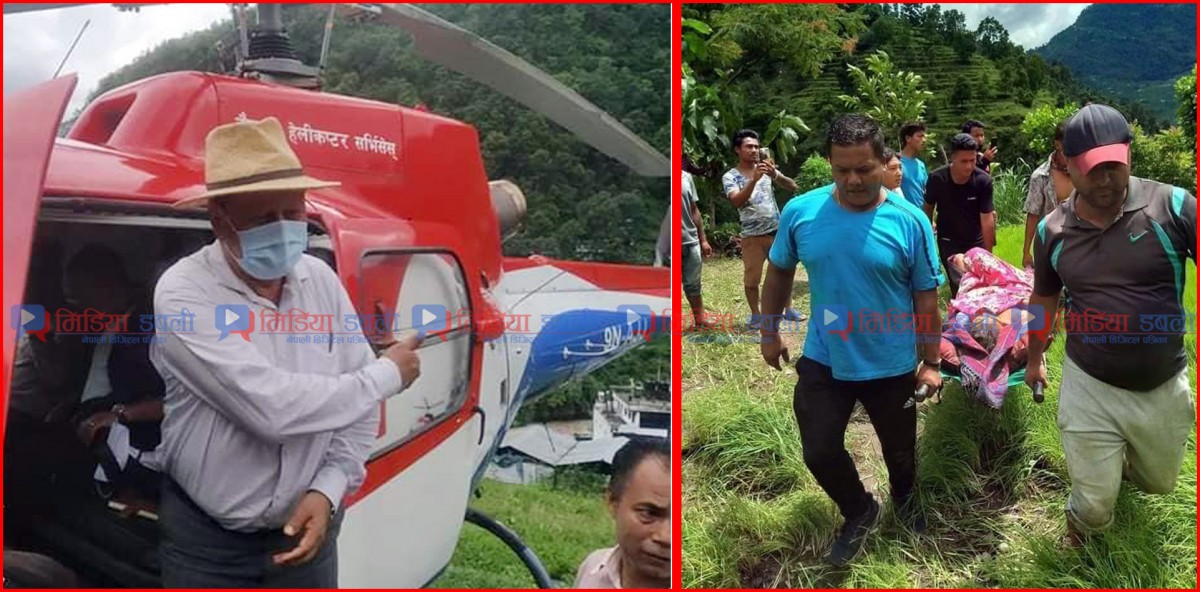 सिन्धुपाल्चोक घटना : कांग्रेस नेता बस्नेतले गरे हेलिकप्टरबाट घाइतेको उद्दार