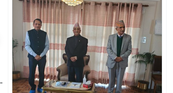 प्रधानमन्त्री ओलीलाई भेटे बिजेपीका विदेश विभाग प्रमुख चौथाइवालेले