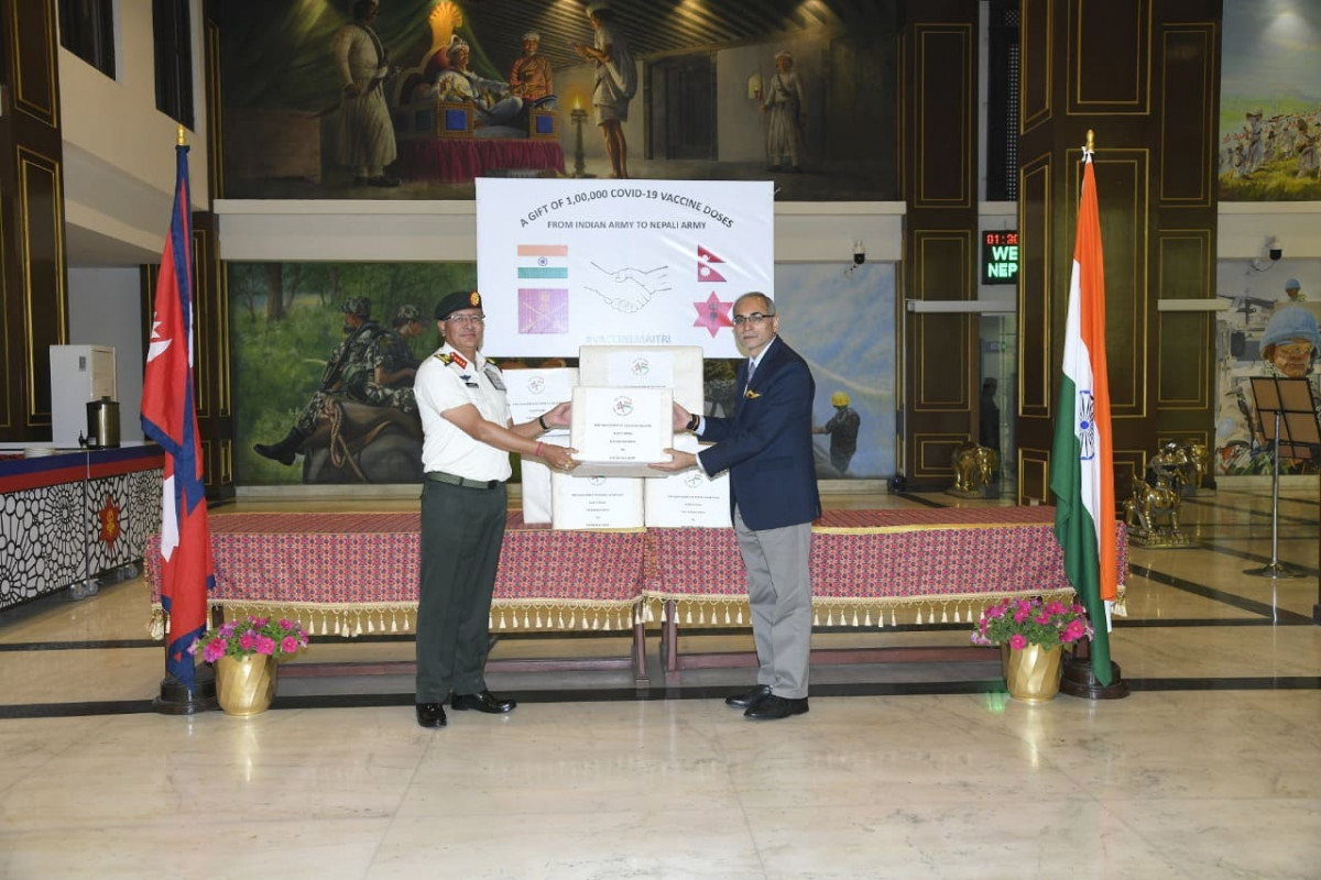 भारतीय सेनाद्वारा नेपाली सेनालाई १ लाख कोरोना विरुद्धको खोप उपहारस्वरुप प्रदान