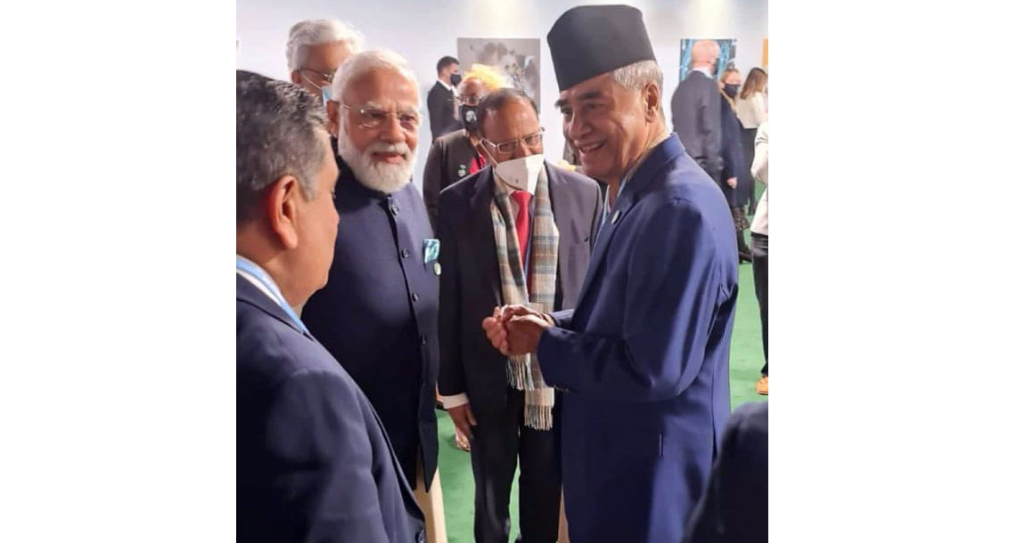 ग्लास्गोमा प्रधानमन्त्री देउवासँग भेट्दा नरेन्द्र मोदी मुसुक्क !