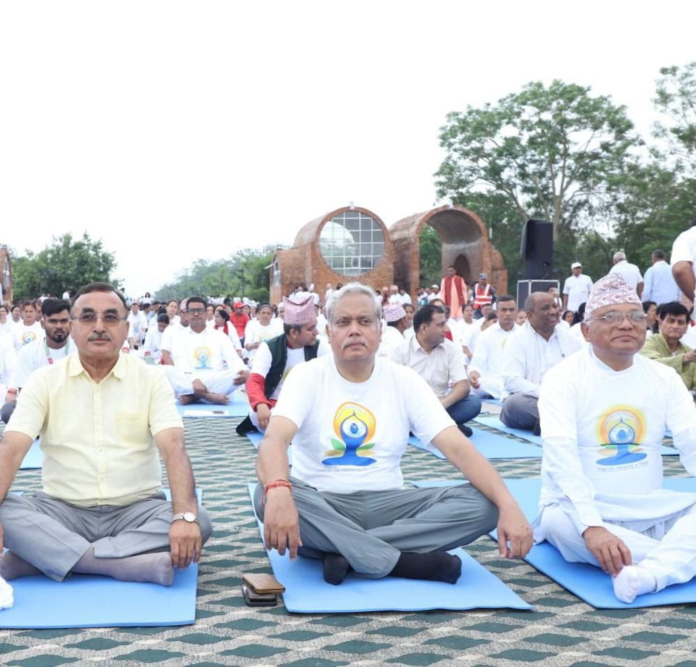 लुम्बिनीमा भारतीय दूतावासले गर्यो  अन्तर्राष्ट्रिय योग दिवस उत्सव