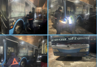 धुम्बाराहीमा इभी बसमा आगलागी