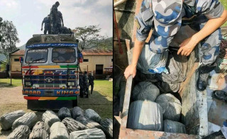 सात सय ८३ किलो गाँजा बोकेको ट्रक सशस्त्र प्रहरीको नियन्त्रणमा