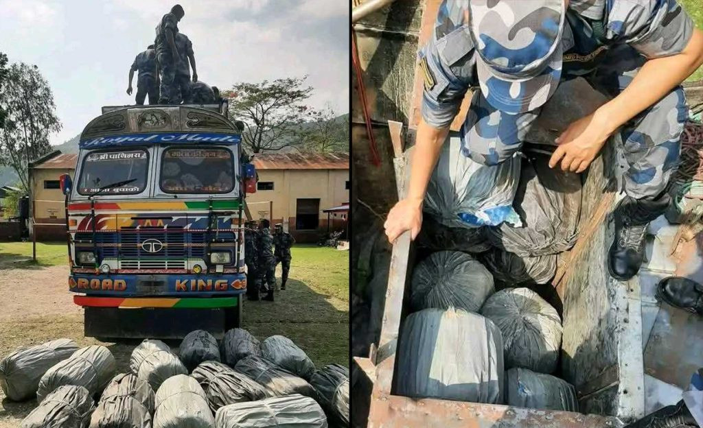 सात सय ८३ किलो गाँजा बोकेको ट्रक सशस्त्र प्रहरीको नियन्त्रणमा